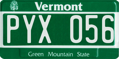 VT license plate PYX056