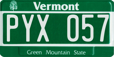 VT license plate PYX057
