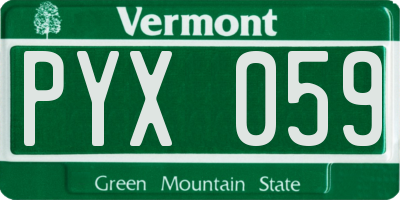 VT license plate PYX059