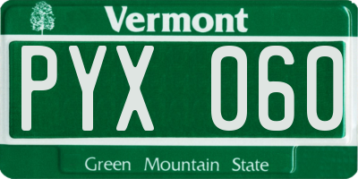 VT license plate PYX060