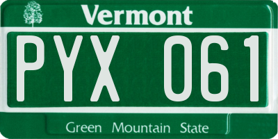 VT license plate PYX061