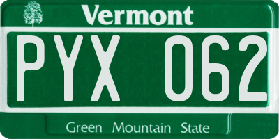 VT license plate PYX062