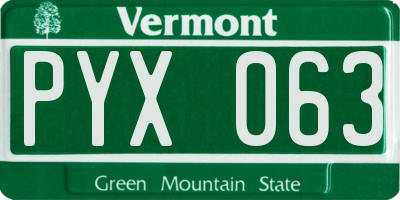 VT license plate PYX063