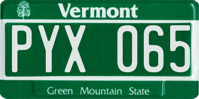 VT license plate PYX065