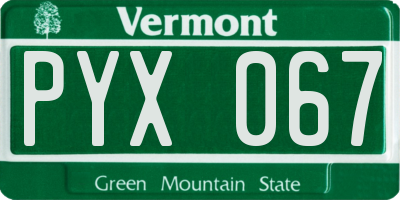 VT license plate PYX067