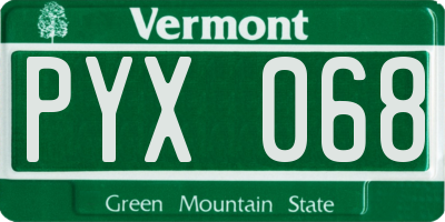 VT license plate PYX068