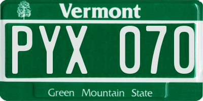 VT license plate PYX070