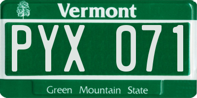 VT license plate PYX071