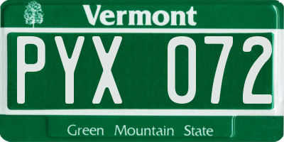 VT license plate PYX072