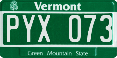 VT license plate PYX073