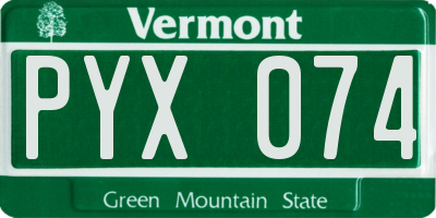 VT license plate PYX074