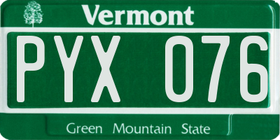 VT license plate PYX076