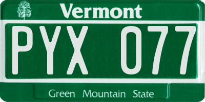 VT license plate PYX077