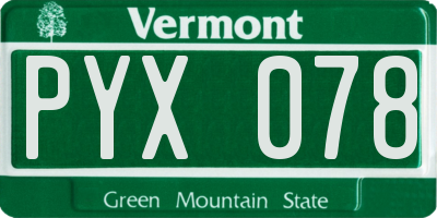 VT license plate PYX078