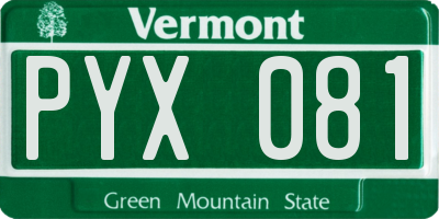VT license plate PYX081