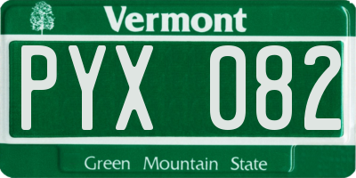 VT license plate PYX082