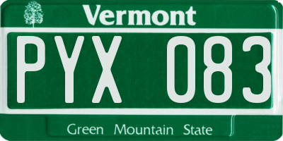 VT license plate PYX083