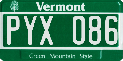VT license plate PYX086