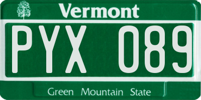 VT license plate PYX089