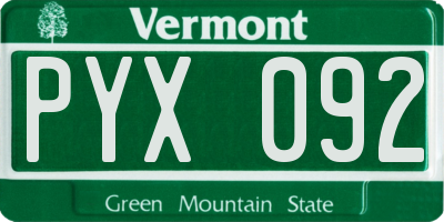 VT license plate PYX092