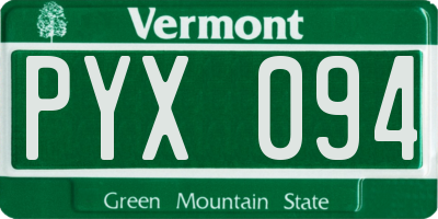 VT license plate PYX094