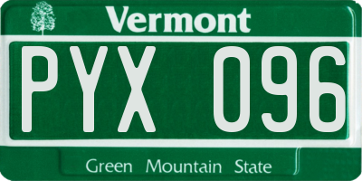 VT license plate PYX096