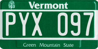 VT license plate PYX097