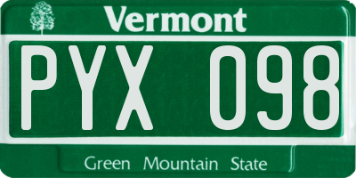 VT license plate PYX098