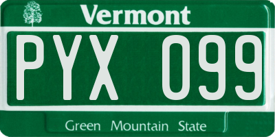 VT license plate PYX099