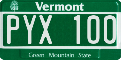 VT license plate PYX100