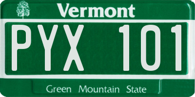 VT license plate PYX101