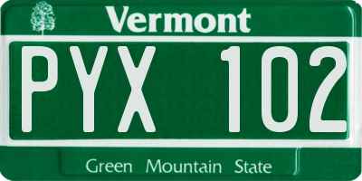 VT license plate PYX102