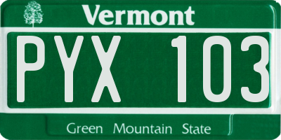 VT license plate PYX103