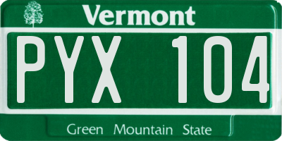VT license plate PYX104
