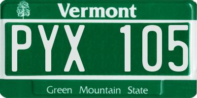 VT license plate PYX105