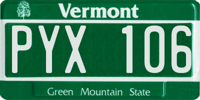 VT license plate PYX106