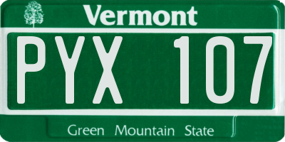 VT license plate PYX107