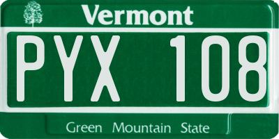 VT license plate PYX108