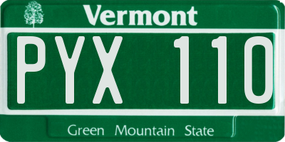 VT license plate PYX110