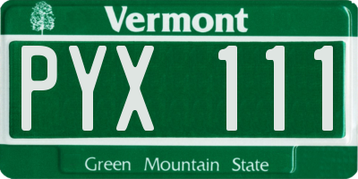VT license plate PYX111