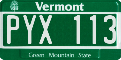 VT license plate PYX113