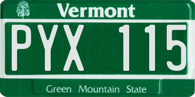 VT license plate PYX115