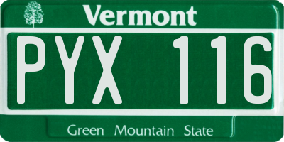 VT license plate PYX116