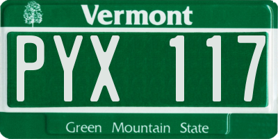 VT license plate PYX117
