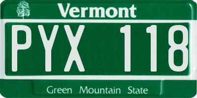 VT license plate PYX118