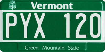 VT license plate PYX120