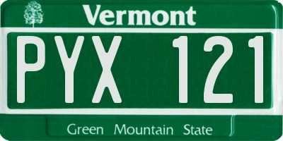 VT license plate PYX121