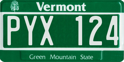 VT license plate PYX124
