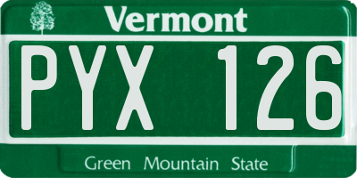 VT license plate PYX126