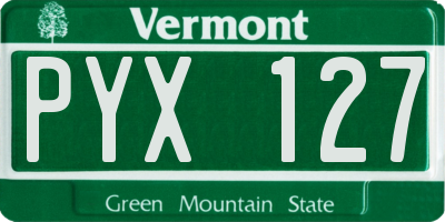 VT license plate PYX127